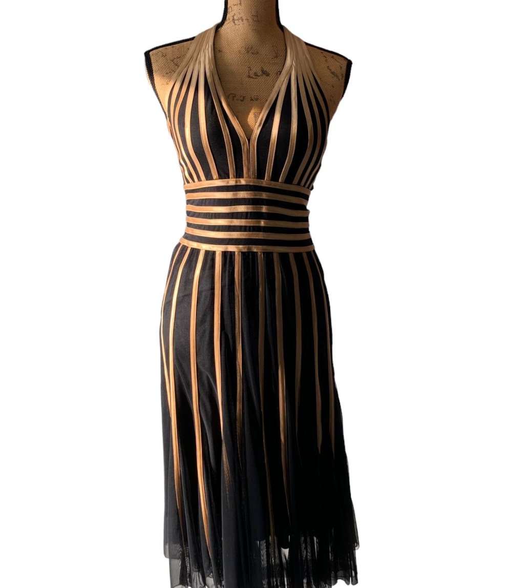 Black and Gold Cocktail Dress by Vertigo Paris