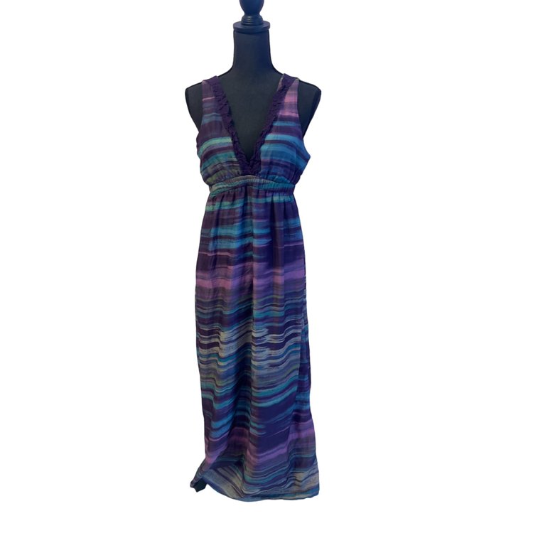 Multicolor Purple Deep V-neck Dress by Eyeshadow