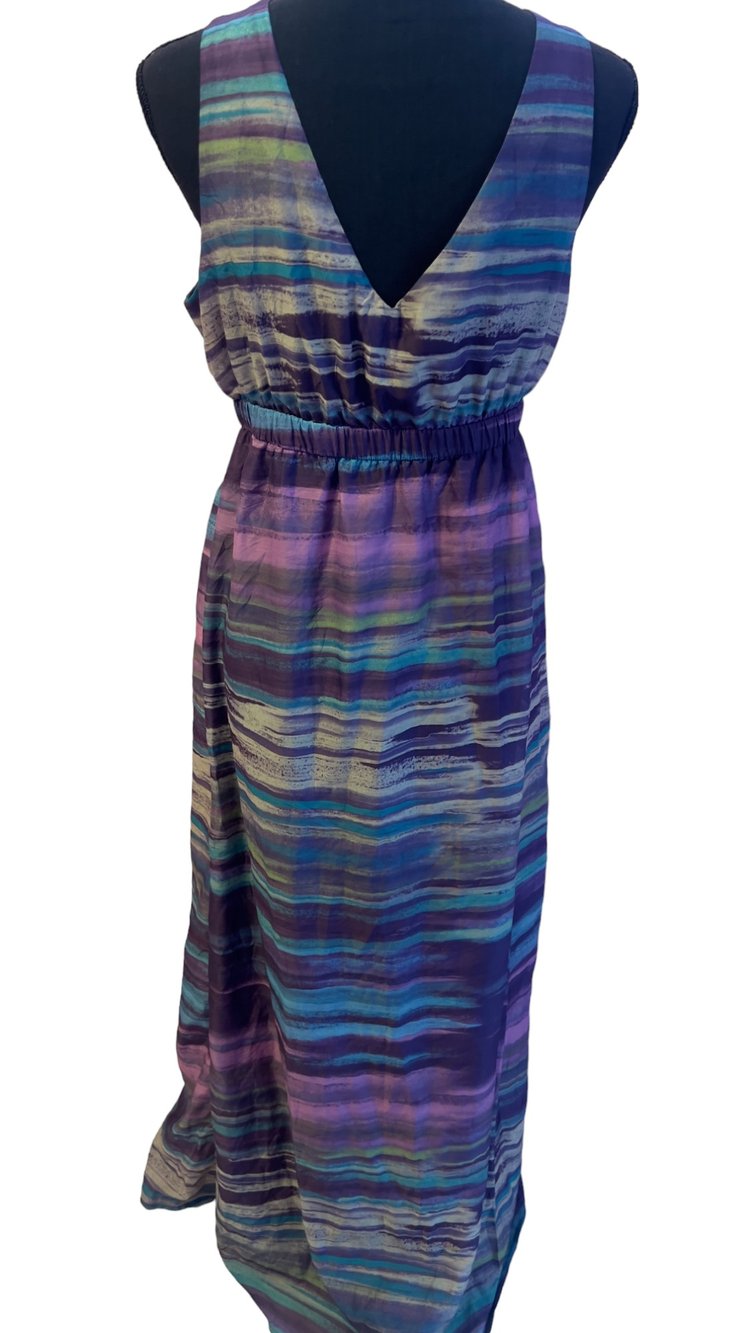 Multicolor Purple Deep V-neck Dress by Eyeshadow