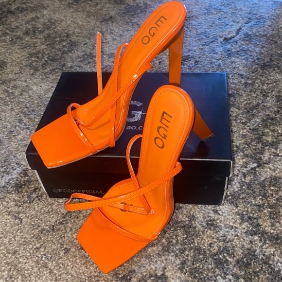 EGO Orange Strappy Heels