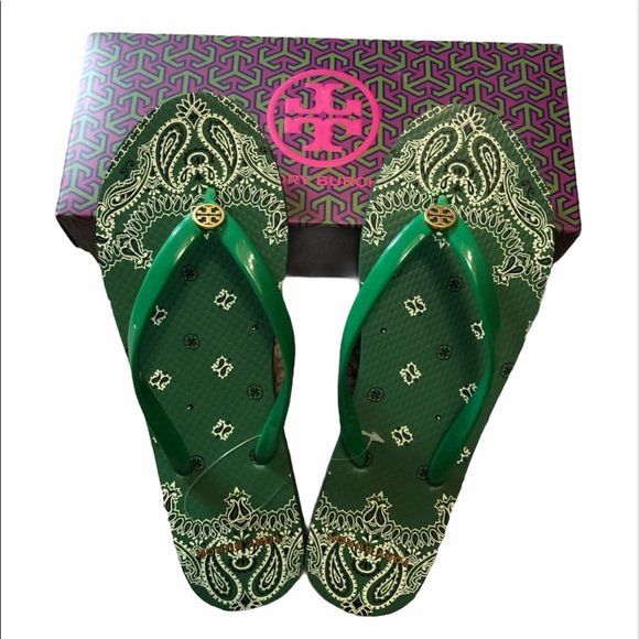 Tory Burch Green Flip Flops