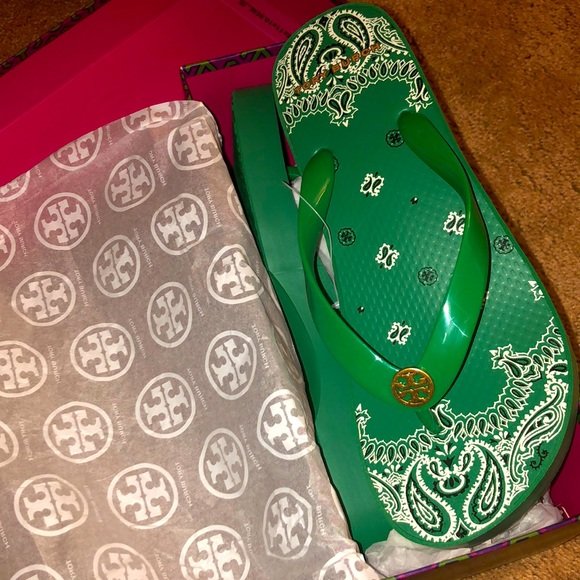 Tory Burch Green Flip Flops